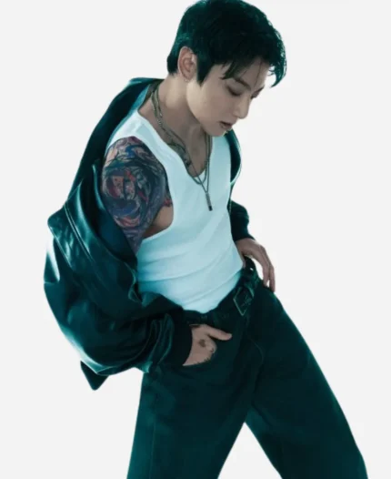 Jungkook 2026 Calvin Klein Leather Jacket - Black