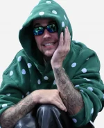 Justin Bieber NBA Lakers Game 2026 Polka Dot Oversized Green Hoodie