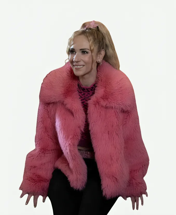 Keeley Jones TV Series Ted Lasso Season 3 Juno Temple Pink Feather Jacket Keeley Jones TV Series Ted Lasso Season 3 Juno Temple Pink Feather Jacket