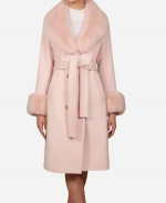 Keeley Jones Tv Series Ted Lasso Season 3 Juno Temple Pink Fur Cuff Coat