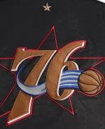 Kith NBA Pro Basketball All-Star 2026 Philadelphia 76ers Black Bomber Jacket