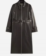 Lisa x Kith Women Hera Convertible Leather Coat - Black