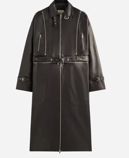 Lisa x Kith Women Hera Convertible Leather Coat - Black