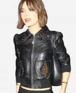 Los Angeles 2026 Chateau Marmont Event Emilia Jones Black Leather Jacket