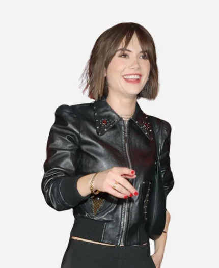 Los Angeles Chateau 2026 Emilia Jones Black Leather Jacket