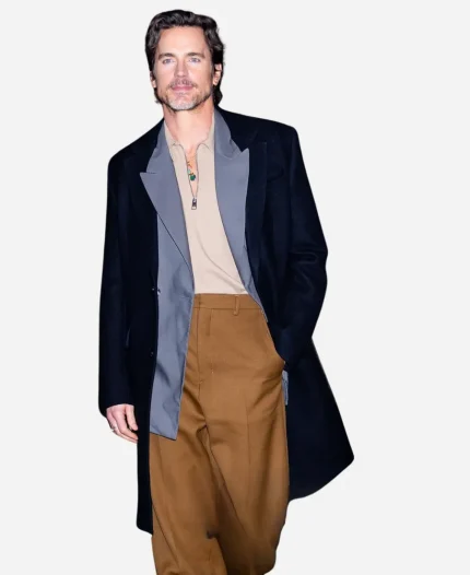 Matt Bomer New York City 2026 Black Wool Overcoat