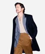 Matt Bomer New York City 2026 Black Wool Overcoat - Black