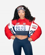 Megan Thee Team USA Red Puffer Down Jacket