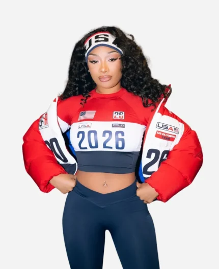 Megan Thee Team USA Red Puffer Down Jacket