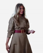 Melania Trump visits Children Brown Trench Coat