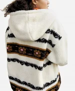 Mia Polanco White Printed Zip Up Hoodie