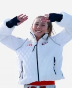Mikaela Shiffrin Winter Olympics 2026 Puffer Jacket - White