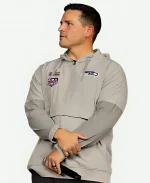 Mike MacDonald Super Bowl LX Opening Night Grey Half-Zip Hooded Jacket