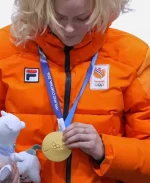 Milano Cortina 2026 Winter Olympics Opening Ceremony Team Netherlands Xandra Velzeboer Orange Hooded Puffer Jacket
