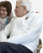 Milano Cortina 2026 Winter Olympics Sergio Mattarella Team Italy EA7 Emporio Armani Ski White Puffer Jacket