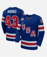 Milano Cortina Olympic 2026 Quinn Hughes Ice Hockey USA Jersey - Blue