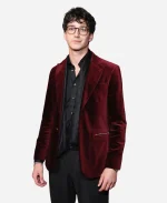 Milo Manheim Thanksgiving 2023 Maroon Blazer