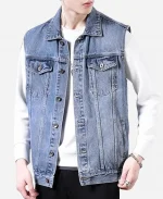 Milo Manheim Tv Series School Spirits S03 Wally Clark Denim Vest