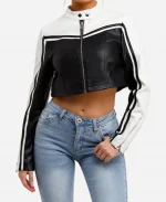NBA All Star Jenna Bandy Leather Jacket - Black & White