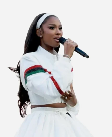 NFL 2026 Super Bowl LX Coco Jones White Cropped Jacket