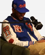 NYC 2026 Carmelo Blue & White Letterman Varsity Jacket