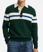 Naveen Varma The Burbs 2026 Green Striped Rugby Polo Shirt