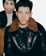 New York City 2026 Nick Jonas Black Shearling Leather Jacket