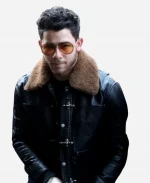 New York City NBC Studios 2026 Nick Jonas Black Shearling Leather Jacket