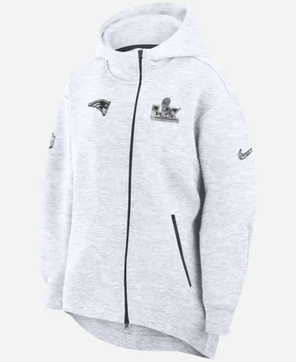 Nike New England Patriots Super Bowl LX Opening Night Tech White Hooded Jacket