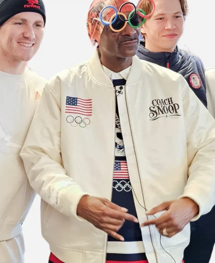 Olympic 2026 Team USA Coach Snoop Dogg White Bomber Jacket