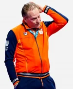 Olympics 2026 Rintje Ritsma Team Netherland Varsity Jacket In Navy & Orange