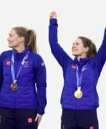 Olympics 2026 Team Sweden Curling Puffer Jacket In Blue