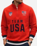 Olympics 2026 Team USA Red Quarter-Zip Jacket