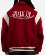 PSG Walk in Paris 2026 Teddy Red Wool Varsity Jacket