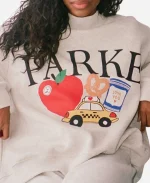 Parke New York Graphic Grey Mockneck Fleece Sweatshirt