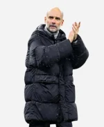 Pep Guardiola Manchester City Vs Fulham Black Puffer Jacket