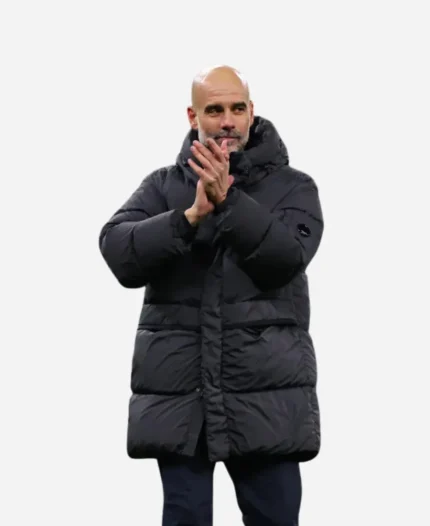 Pep Guardiola Manchester City Vs Fulham Black Puffer Jacket - Jacket Era