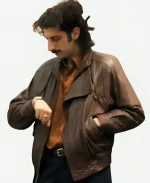 Pietro Castellitto The Big Fake 2025 Toni Brown Leather Jacket