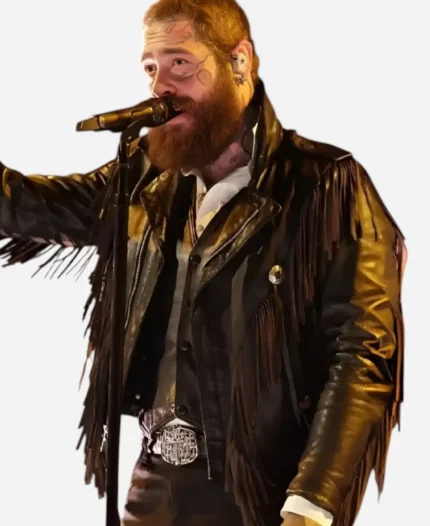 Post Malone 2026 Black Fringe Jacket
