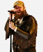 Post Malone 68th Annual Grammy Awards 2026 Black Leather Fringe Jacket