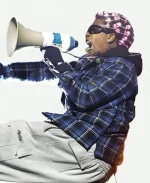 Rapper A$ap Rocky Lollapalooza Checkered Cotton Hooded Jacket