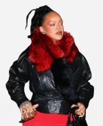Rihanna Valentines Day 2026 NYC Black Leather Jacket