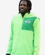Seahawks Neon Green Half-Zip Hooded Jacket