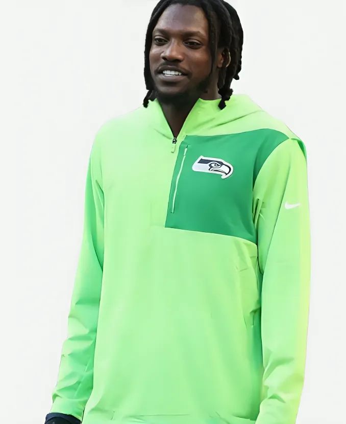 Seahawks Neon Green Half-Zip Hooded Jacket Seahawks Neon Green Half-Zip Hooded Jacket
