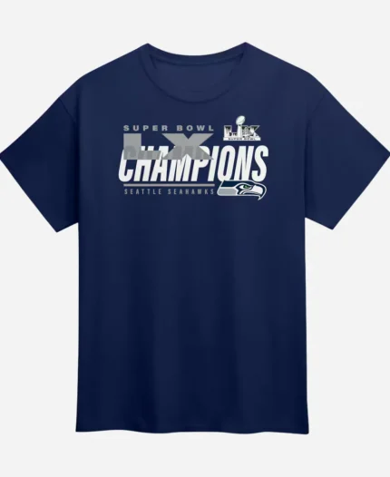 Seattle Seahawks Super Bowl LX Champions Iconic Victory Navy Blue T-Shirt