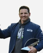 Seattle Seahawks Super Bowl LX Champions Parade Mike Macdonald Navy Bomber Jacket