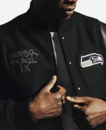 Seattle Seahawks Super Bowl LX Champions Parade Wool Varsity Jacket – Black