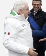 Sergio Mattarella2026 Winter Olympics Team Italy EA7 Ski White Puffer Jacket