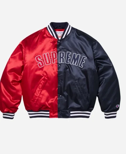 Spring Summer 2026 Supreme x Champion Red Satin Varsity Jacket
