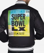Starter Super Bowl LX Black Satin Full-Snap Varsity Jacket